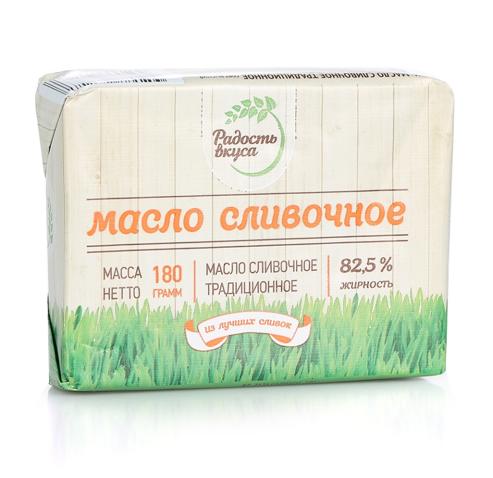 

Масло сладкосливочное Радость Ввкуса Традиционное 82,5% Еланский маслосыркомбинат 180г Россия, БЗМЖ