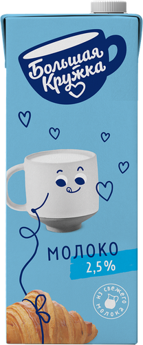 

Молоко Большая Кружка ультрапастеризованное 2.5% 1.45 л
