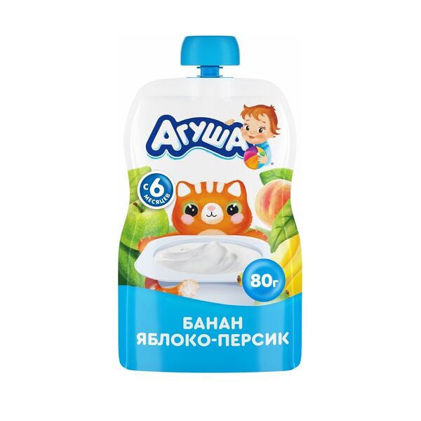 Творог фруктовый Агуша Банан-яблоко-персик с 6 месяцев 4%