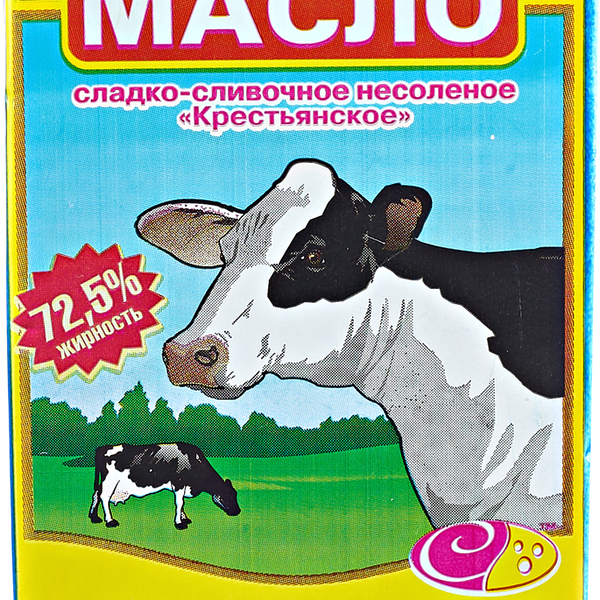 Масло сладкосливочное Семкин Крестьянское несоленое 72,5% высший сорт, без змж