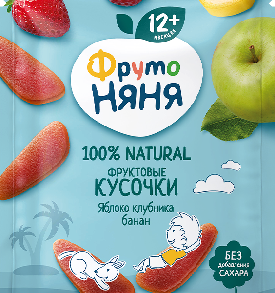 Фруктовые кусочки  яблоко клубника банан 15г ДП ФрутоНяня