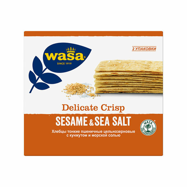 Хлебцы пшеничные Wasa Delicate Crisp Sesame & Sea salt с кунжутом и морской солью
