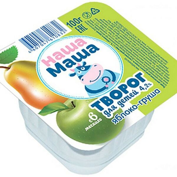 Творог для детей Наша Маша яблоко-груша, с 6 месяцев, 4.2%