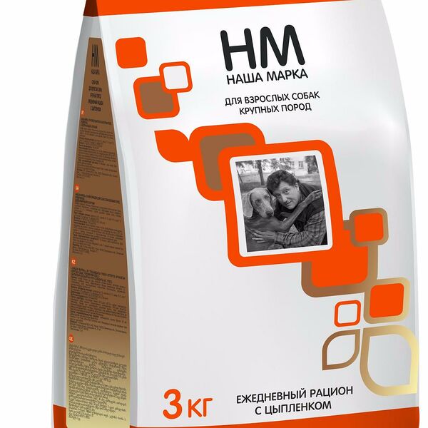 Сухой корм Наша Марка для взрослых собак крупных пород с цыпленком, 3 кг 