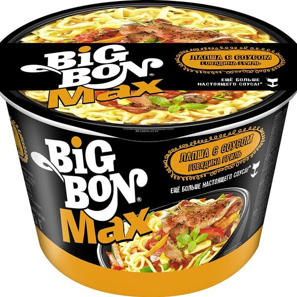 Лапша Big Bon Max с соусом говядина гриль 95г