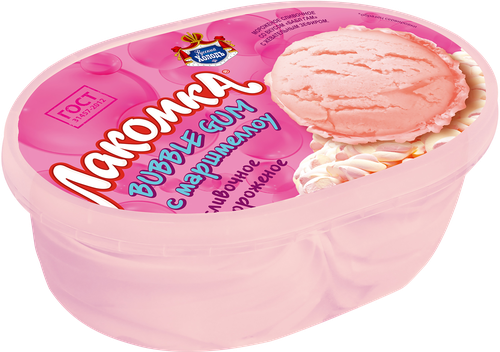 

Мороженое Лакомка Сливочное Бабл Гам с маршмэллоу ванна 450 г