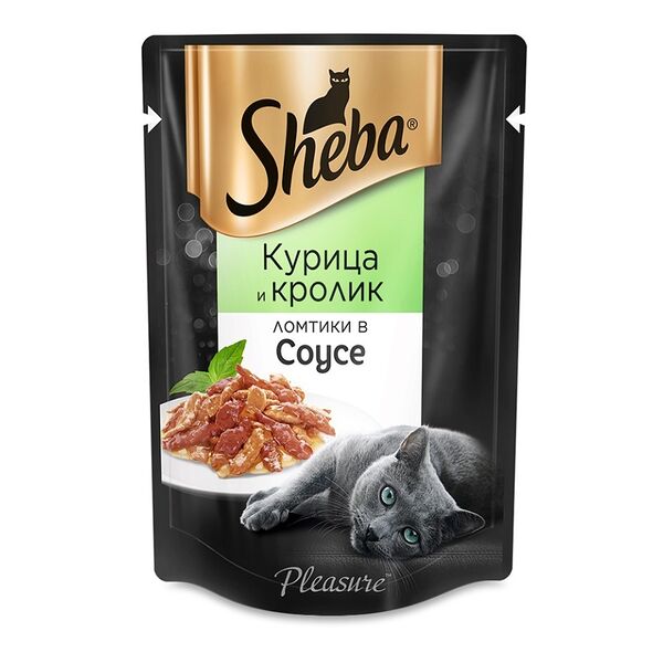 Влажный корм для кошек Sheba Pleasure Ломтики из курицы и кролика в соусе 85г