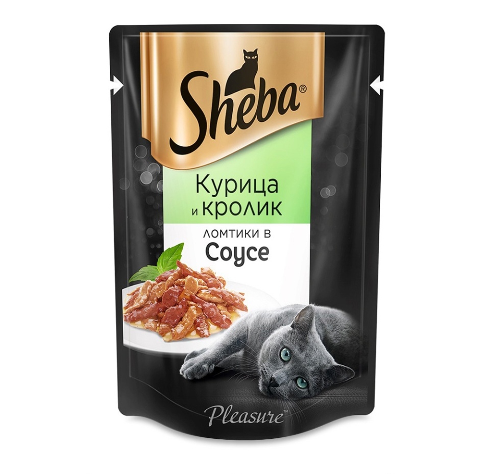 

Влажный корм для кошек Sheba Pleasure Ломтики из курицы и кролика в соусе 85г