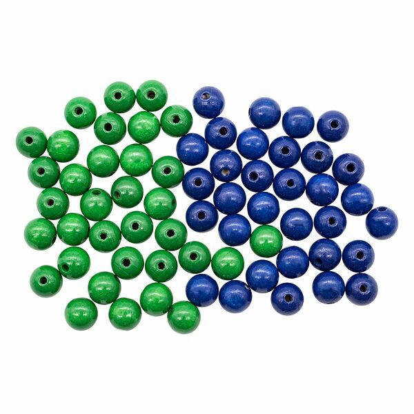 Набор деревянных бусин, зеленый и голубой цвета, 12мм, 56шт, Glorex