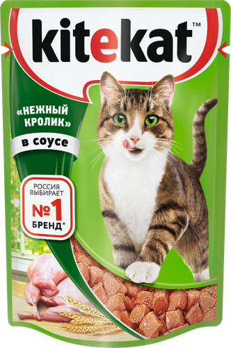 

Влажный корм Kitekat для кошек нежный кролик в соусе 85 г