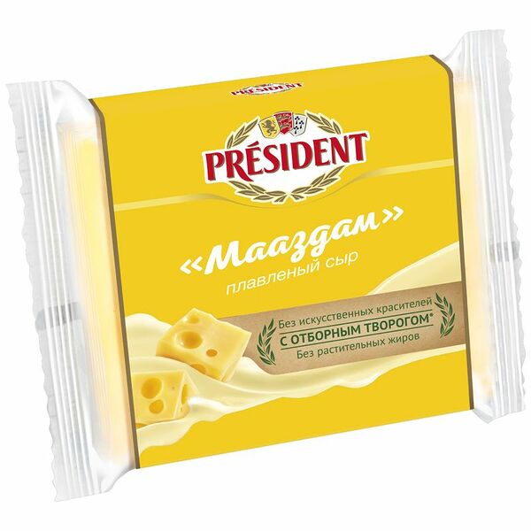 Сыр плавленый ломтевой Мааздам ТМ President (Президент)