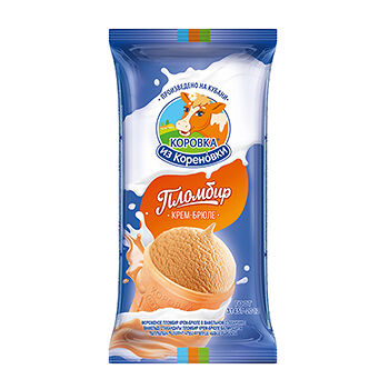 Мороженое Коровка из Кореновки пломбир крем-брюле в вафельном стаканчике, 100г