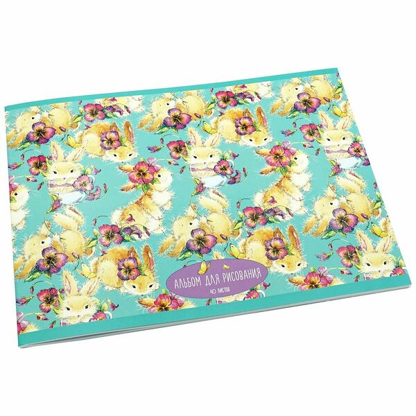 Альбом для рисования Unnikaland Зайчата А4 на скрепке 40 листов