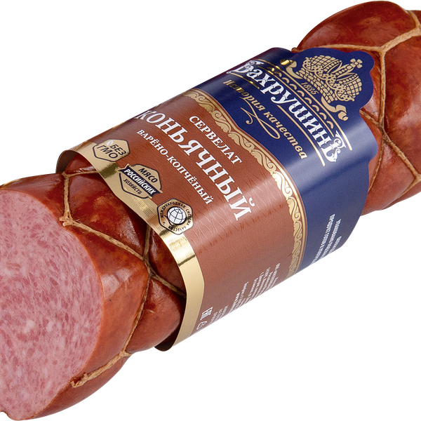 Колбаса БАХРУШИНЪ сервелат Коньячный в/к в/с в/у вес 