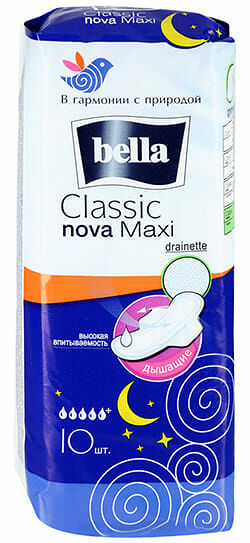 Прокладки белая линия classic maxi Dry Bella nova 10шт