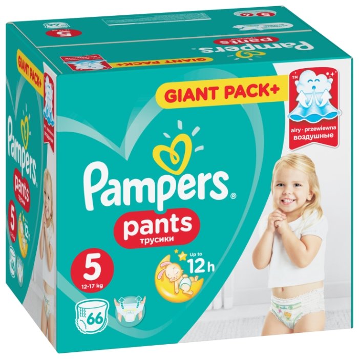 

Трусики-подгузники Pampers Pants Giant Pack+ 5 (12-17 кг), 66 шт.