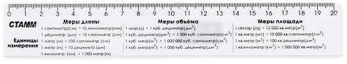 Линейка СТАММ Единицы измерения 20см, прозрачная