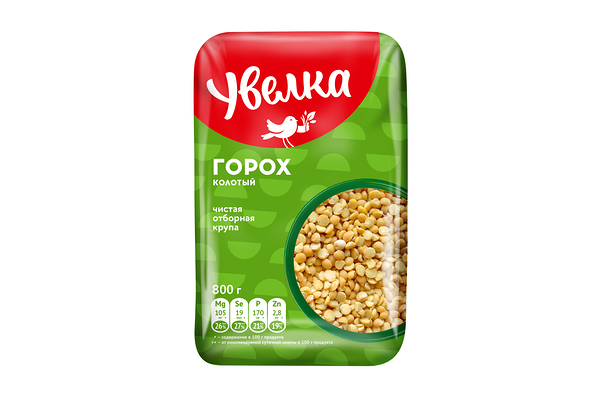 Горох Увелка шлифованный колотый