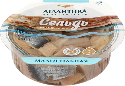 

Сельдь малосольная Атлантика филе-кусочки 240 г