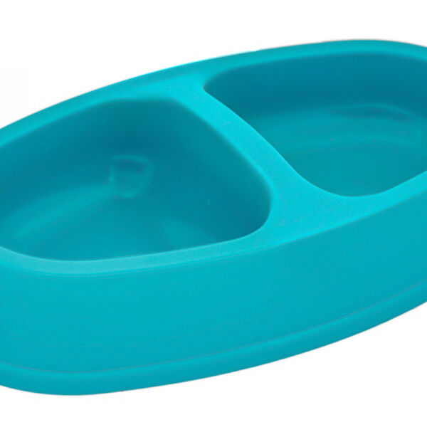 Миска для собак и кошек Дарэленд ЕВРО двойная пластиковая, бирюзовый 250 мл