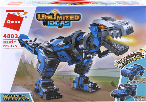 Конструктор QMAN Динозавр-трансформер, 375 деталей