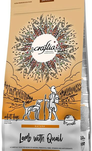 Сухой корм для собак Craftia Natura для средних и крупных пород из ягненка с перепелкой 2кг