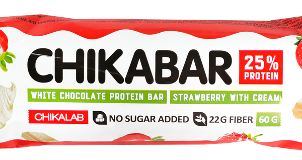 Батончик протеиновый CHIKALAB с начинкой клубника со сливками, глазированный