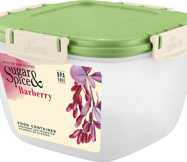 Контейнер для продуктов Sugar&Spice Barberry герметичный квадратный фисташка 1.35л