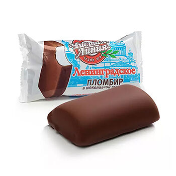 Пломбир Ленинградское Чистая Линия ванильный в шоколадной глазури 12% 80 г