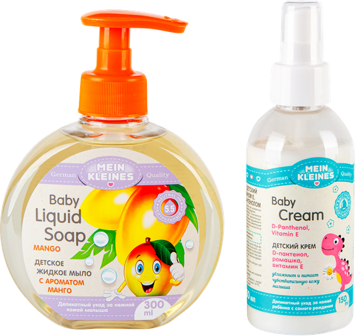 

Набор подарочный детский Mein Kleines №2 Жидкое мыло с ароматом манго 300 мл + Крем с D-пантенолом, ромашкой и витамином Е 150 мл