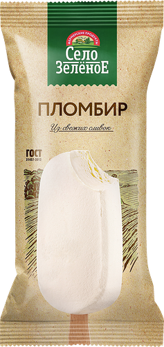 Мороженое СЕЛО ЗЕЛЁНОЕ Пломбир с ароматом ванили неглазированное 15%, 
без змж, эскимо, 70г