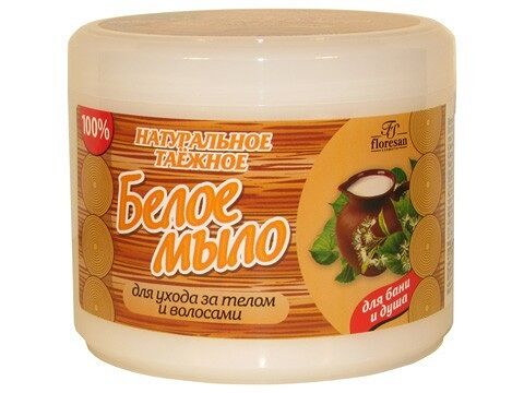 Мыло натуральное белое таежное (банка