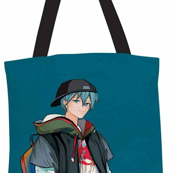 Сумка-шоппер Арт и Дизайн Anime Boy цвет: бирюзово-голубой/чёрный, 35×42 см
