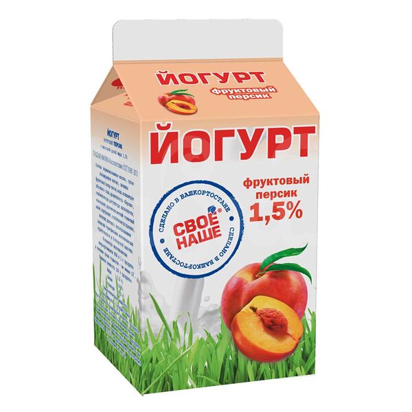 Йогурт Свое Наше 1.5% 500гр Персик пюр-пак