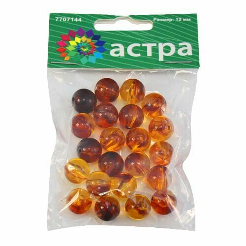 Бусины 2012 'Янтарь', 12мм, 20 гр, Astra&Craft