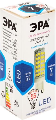 

Лампа светодиодная ЭРА STD LED JCD 7Вт керамика капсула нейтральный белый свет
