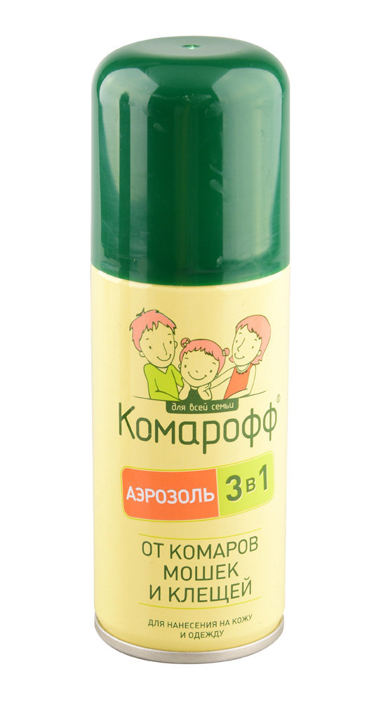 

Аэрозоль Комарофф от комаров клещей и мошек 3 в 1 100 мл
