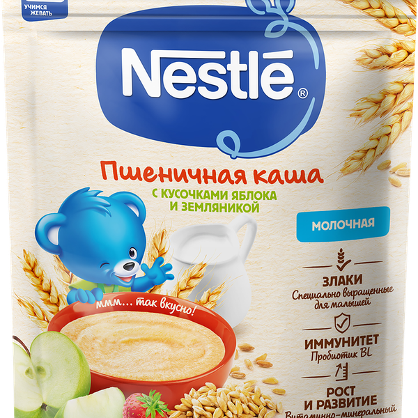 Каша пшеничная Nestle молочная яблоко и земляника с 8 месяцев 200 г