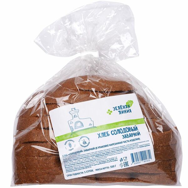 Хлеб Солодовый заварной нарезанный Зелёная Линия, 300г