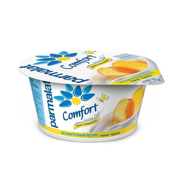 Йогурт Parmalat Comfort безлактозный персик куркума 3% 130г
