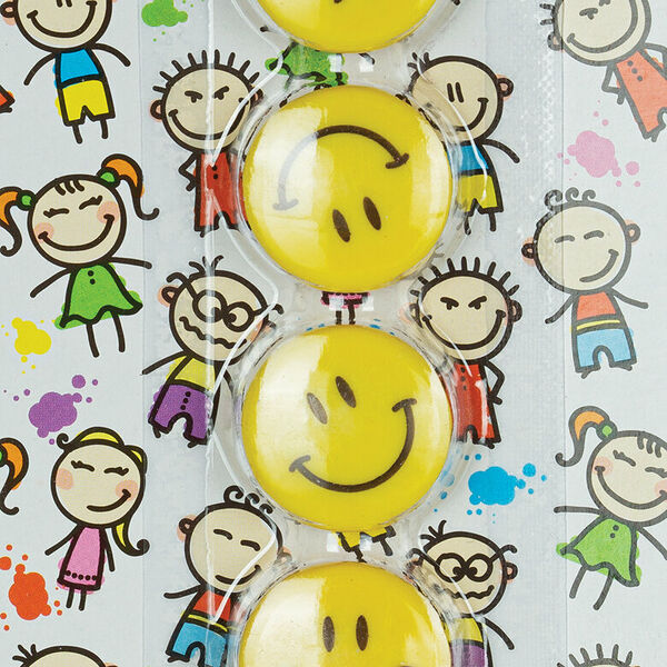 Магнитный держатель для досок Attache желтый Смайл (диаметр 20 мм, 6 штук в упаковке)