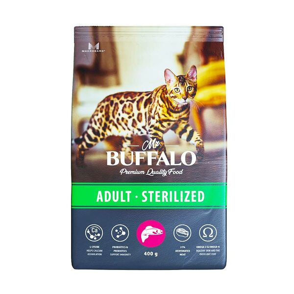 Mr.Buffalo Adult sterilized сухой корм для взрослых стерилизованных кошек Лосось
