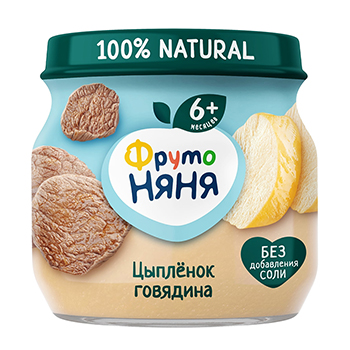 

Пюре ФрутоНяня цыпленок, говядина с 6 месяцев, 80 г