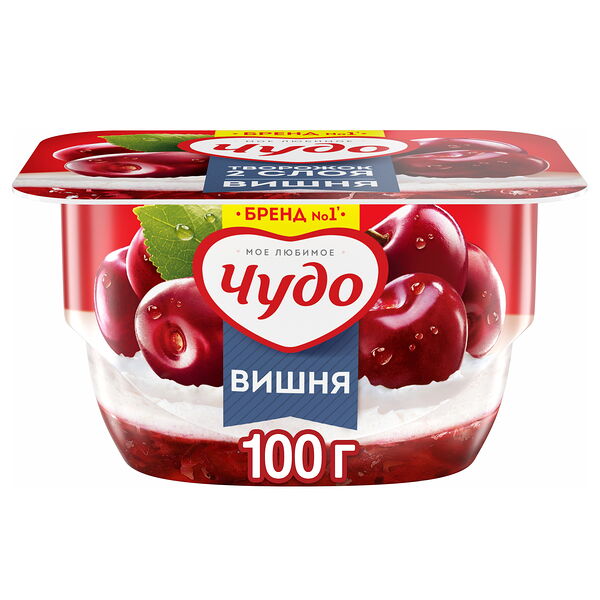 Десерт творожный воздушный Чудо Творожок 2 слоя Вишня 4,2%