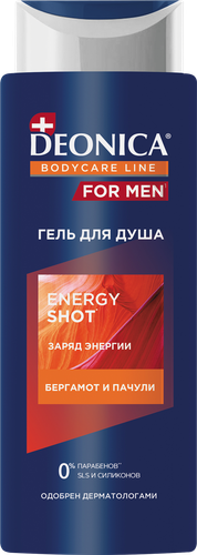 

Гель для душа Deonica For Men Energy Shot Бергамот пачули 250 мл