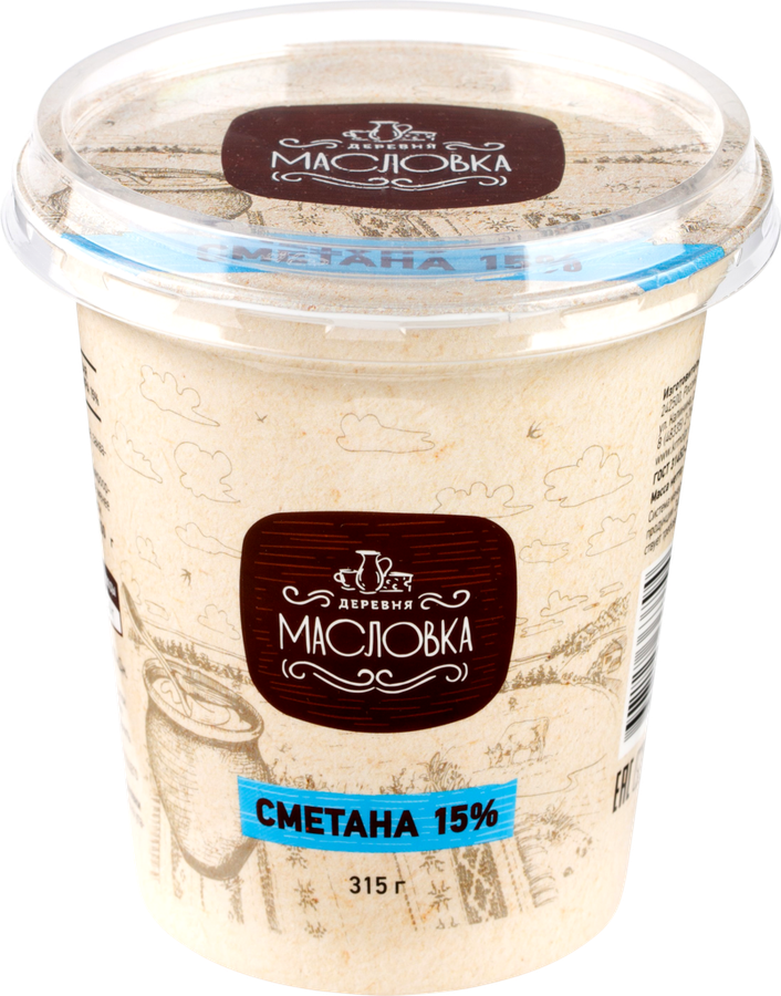 

Сметана Деревня Масловка 15%, без змж 315 г