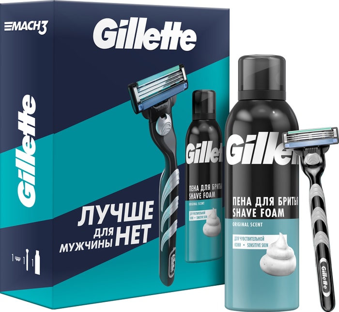

Набор подарочный Gillette Mach3 Станок для бритья + Пена для бритья 200 мл