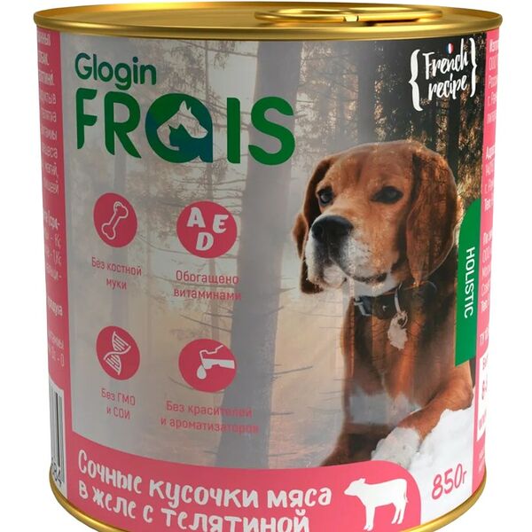 Влажный корм для собак Frais Holistic Dog Телятина в желе консервы