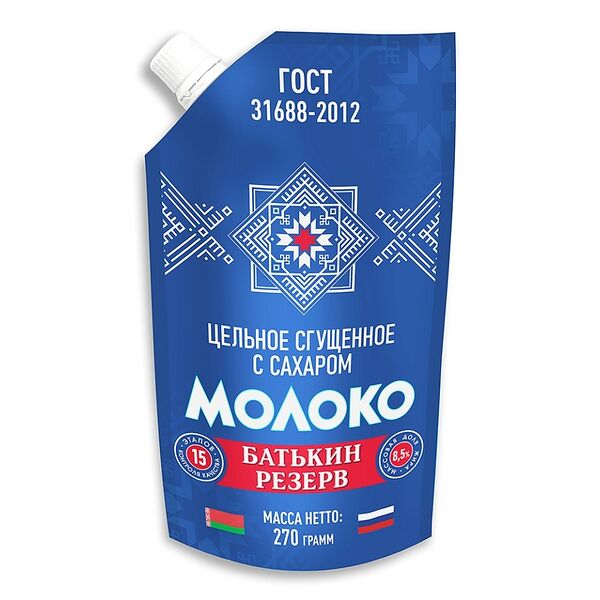 Молоко цельное сгущённое с сахаром 8,5%, «Батькин резерв», 270 г, Россия, БЗМЖ