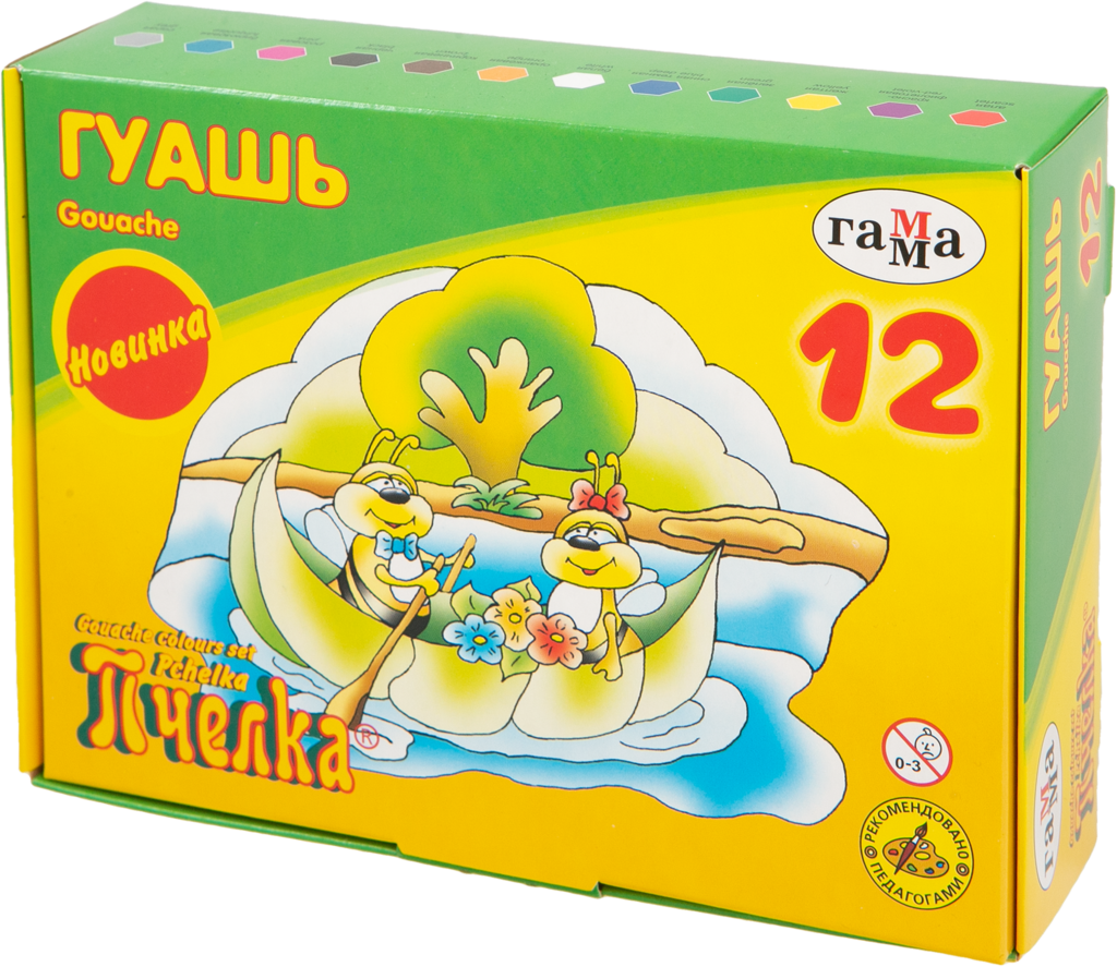 

Гуашь Гамма Пчелка, 12 цветов по 20 мл